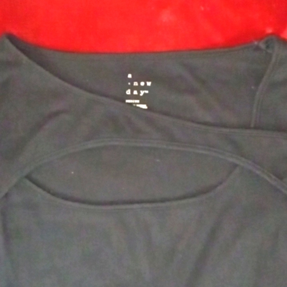 A New Day Cutout Neck Black Long Sleeve Top Excellent Condition - Picture 2 of 4